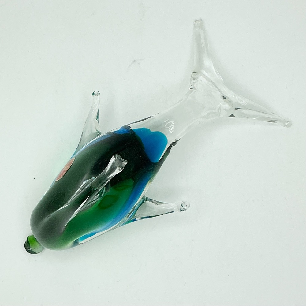 Vintage Murano Art Glass Dolphin | Blue, Green & Clear Glass | Sea & Ocean Life - Picture 5 of 7